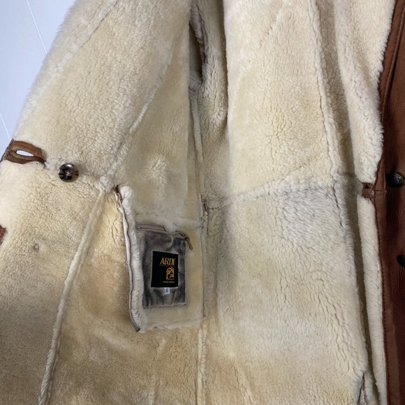 Vintage Ardney Authentic Shearling Lined Genuine Leather Double Breasted Coat - Picture 9 of 10